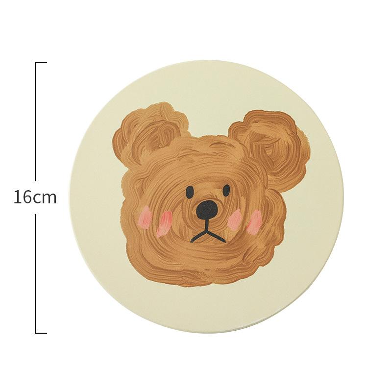 Emo Bear Coasters Creative Ceramic Heat Insulation Mats Simple Household Absorbent Anti-scald Pot Mat Kitchen Home Accessories