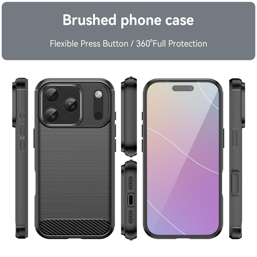 For iPhone 17 Pro Case Protective Phone Cover Carbon Fiber Texture Brushed