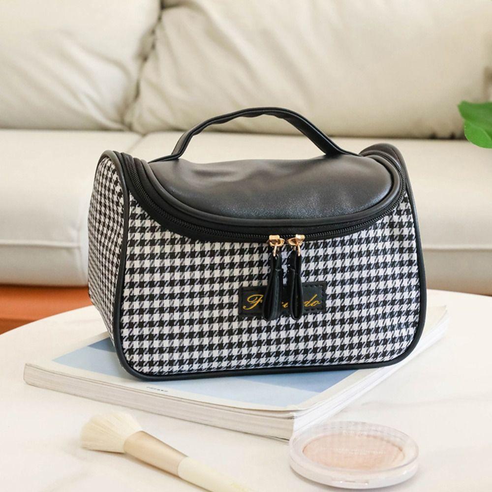 Qianniao Grid Travel Makeup Bag Large Capacity Large Capacity Makeup Bag Female