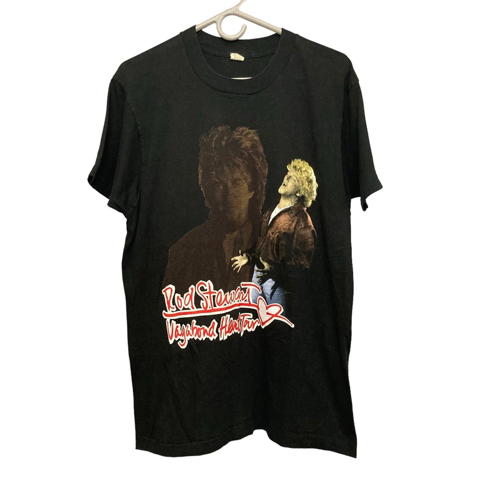 

VTG Rod Stewart Vagabond Heart Tour 90s Black T-shirt XL Single Stitch Made USA S