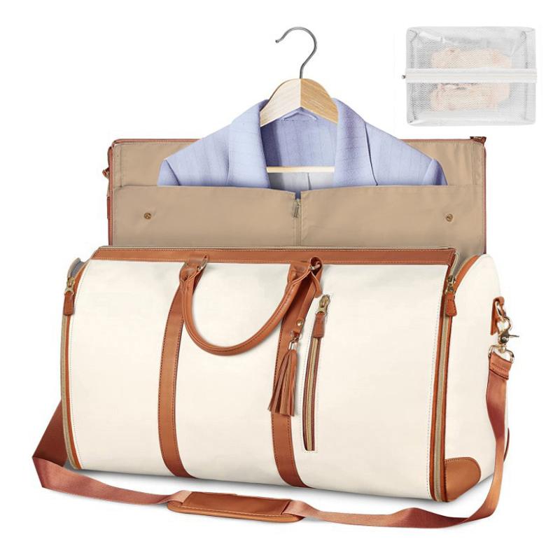 1Pc Foldable Women'S Travel Convenient Carry-On Clothing Bag Large Pu Leather Duffel Bag Women'S Business Travel Bag