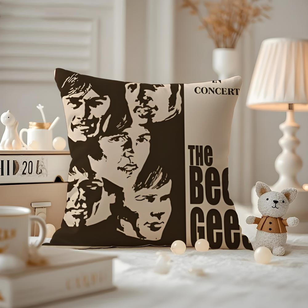 Bee Gees Cushion Cover Anti-dustmite Pillowcase Invisible Zipper Silky Short Plush Sofa Cushion Cover