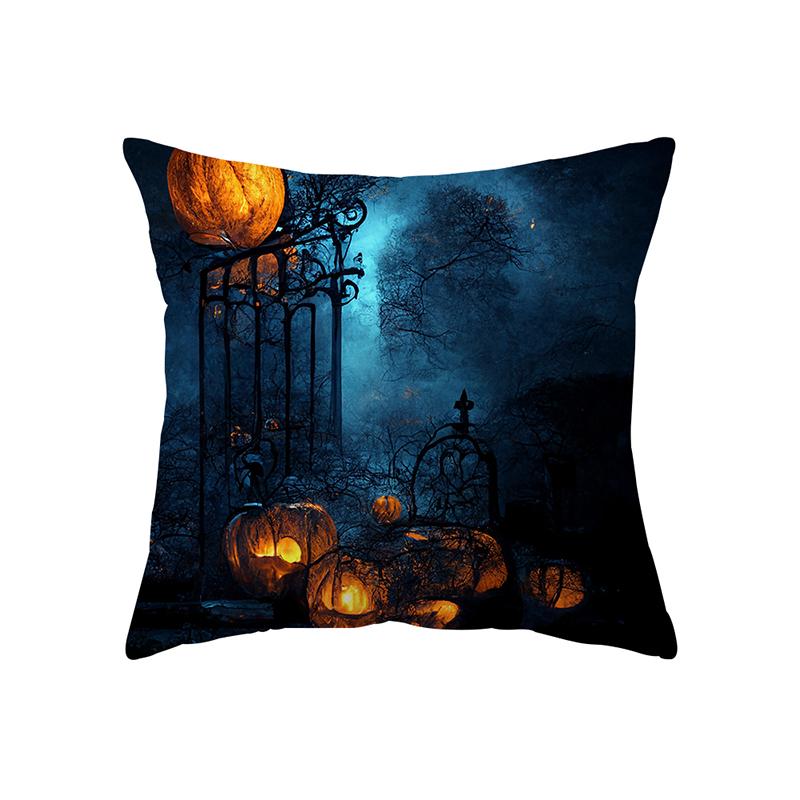 Horror Halloween Bat Pumpkin Print Pattern Cushion Cover Home Living Room Sofa Decoration Polyester Pillow Pillow Cover