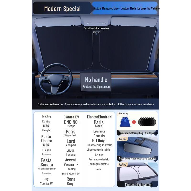 Car Sun Visor Sunshade for Small Windows - Heat Insulation Curtain for Interior Windshield