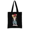 Summer New Teddy Bear Series Canvas Tote Bag Harajuku Style Black Printing High Capacity Shoulder Bag Fashion Shopping Bags