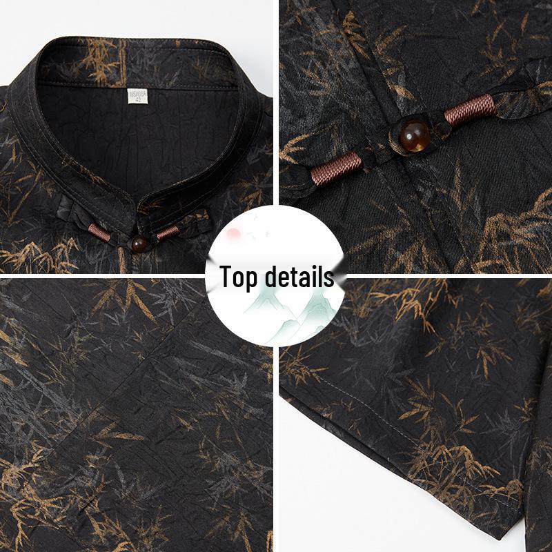 Mid-aged Men's Chinese Style Short-sleeve Summer Suit - Two-piece Set