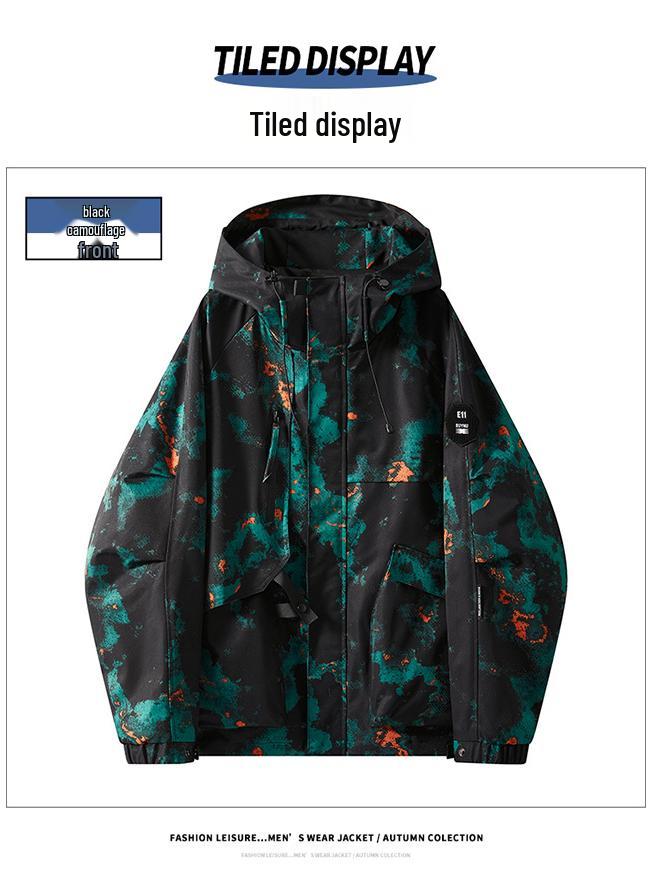 Men's 2025 Spring Korean Style Slim Hooded Jacket with Epaulettes - Versatile Outdoor Youth Outerwear