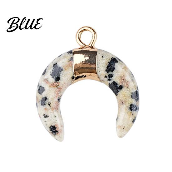 DIY Pendant Charm Gold-Plated Edging Crescent Horn Design Natural Imitation
