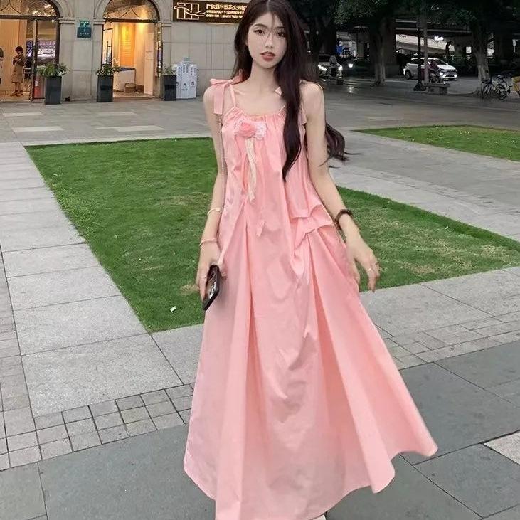 Gentle Wind Suspender Dress Women's Summer New High-end Sweet and Cool Temperament Versatile Medium and Long Skirt
