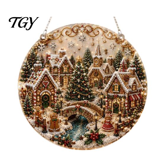 Acrylic Christmas Ornaments Faux Pearl Art Hanging Ornament Kit, Glowing Holiday Decor Festival Set for Tree Window, DIY Festive Pendant Home