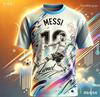 Camiseta Masculina de Verão Infantil Meninos Messi Futebol Manga Curta Casual Esportiva Streetwear Tops Lazer e Exterior