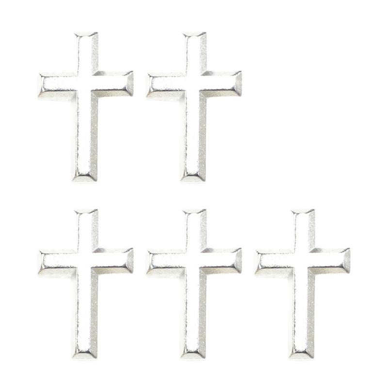 5pcs Elegant Gold Crucifix Brooch Handmade Unisex Alloy Badge Corsage Pin for Religious Event and Fashionable Outfits