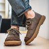 Men’s Retro Low Boots Shoes Fashion Casual Driving Shoes Black Brown Wide Head Shoes Plus Size