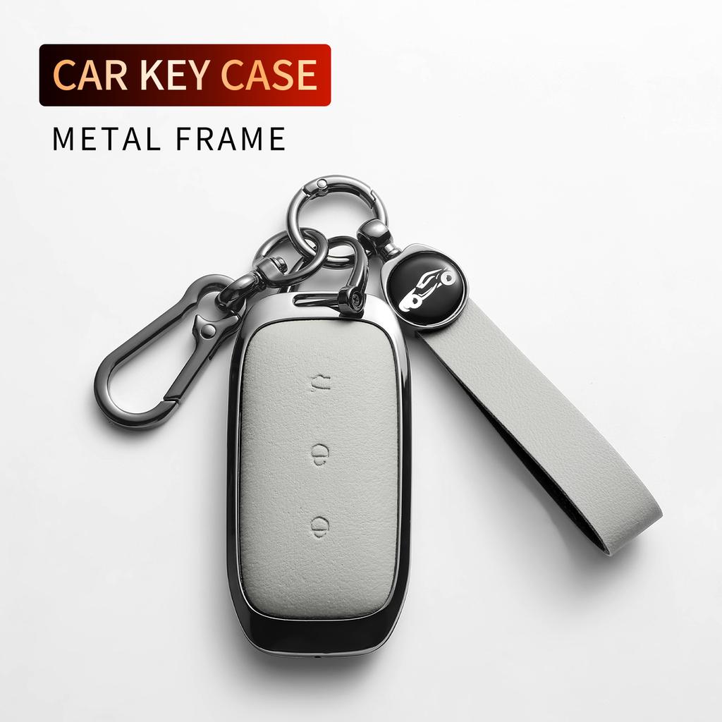Leather Metal Car Key Case Cover For Geely Coolray X6 Atlas Monjaro Tugella Geometry C Emgrand Global Kulrey Hawk GX7 Okavango