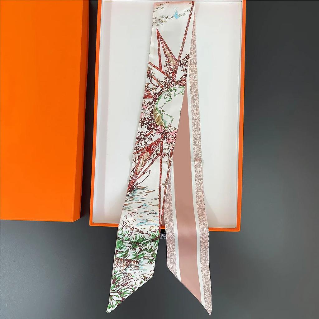 New Design Pansy Tarot Scarf Women Luxury Brand Scarf Skinny Bag Silk Scarves Foulard Hair Neckerchief Headband For Ladies