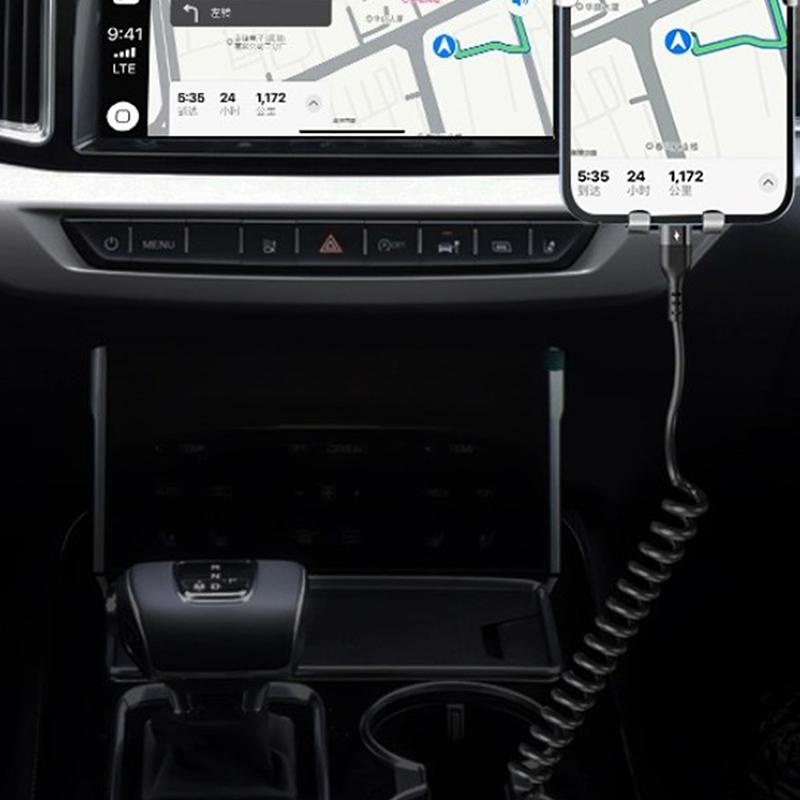 120W USB Typ C Snabbladdningskabel 6A Fjäder Teleskopisk Billaddningskabel Höghastighetsladdning Datakabel Telefontillbehör