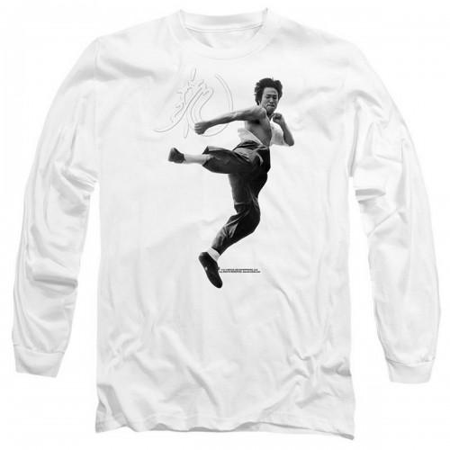 Bruce Lee Unisex Adult Flying Kick Long-Sleeved T-Shirt