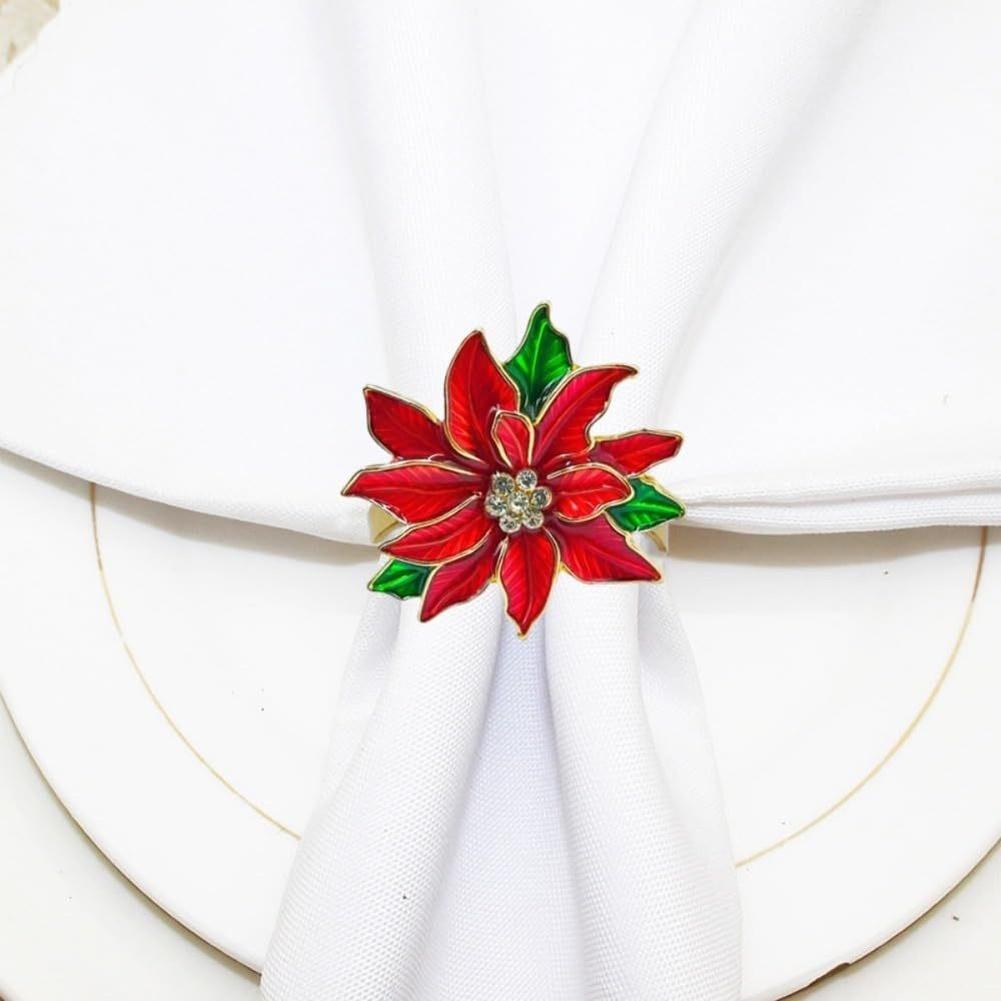 Holiday Table Decor Rose Napkin Rings Polished Interior Non-snag Interior Elegant Table Decor For Dining Tableware