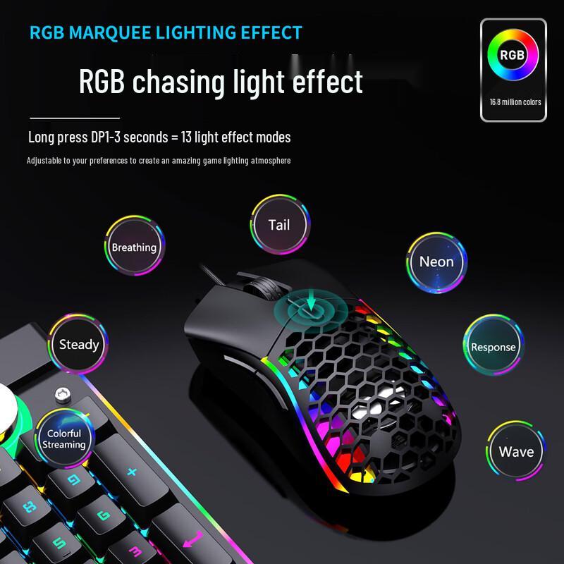Y-FRUITFUL M68 Honeycomb RGB Wired Gaming Mouse