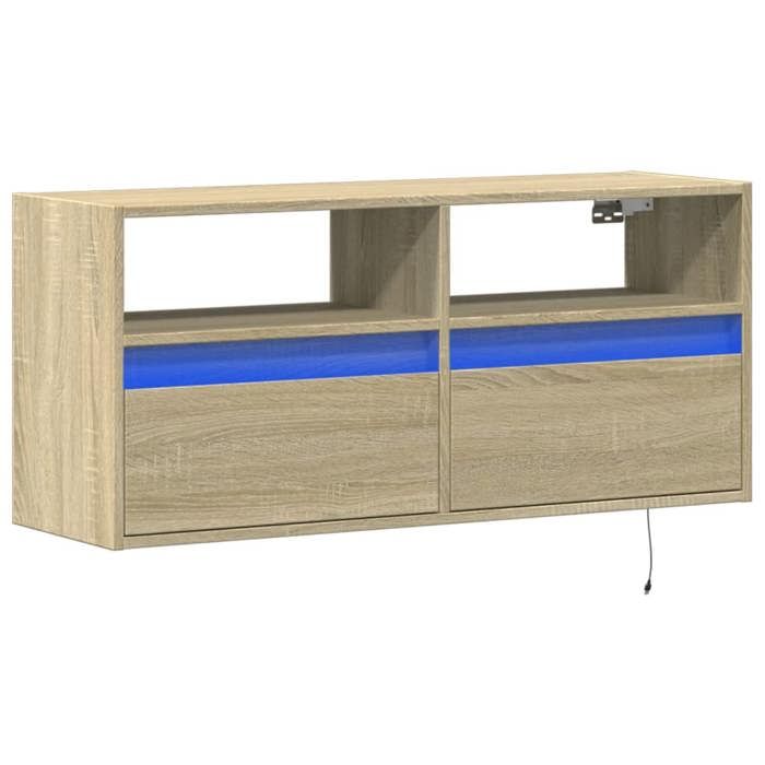 VidaXL Meuble TV mural avec lumières LED chêne sonoma 100x31x45 cm 852336