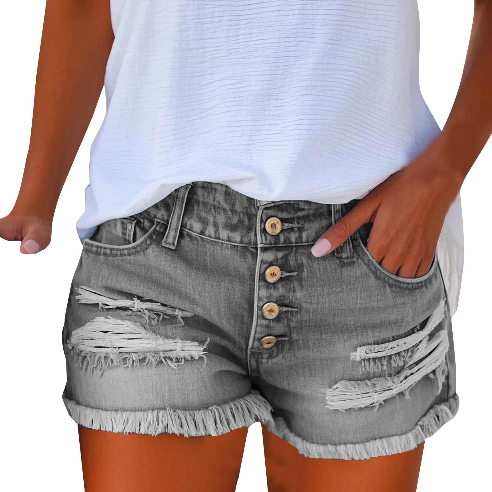 

Однотонные шорты с перфорированными карманами, джинсы для женщин M