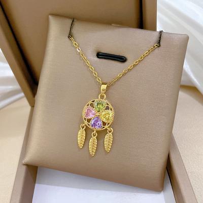 Dreamcatcher Shape Pendant Necklace for Women 2025 New Fashion Stainless Steel Jewelry Wedding Party Accessories