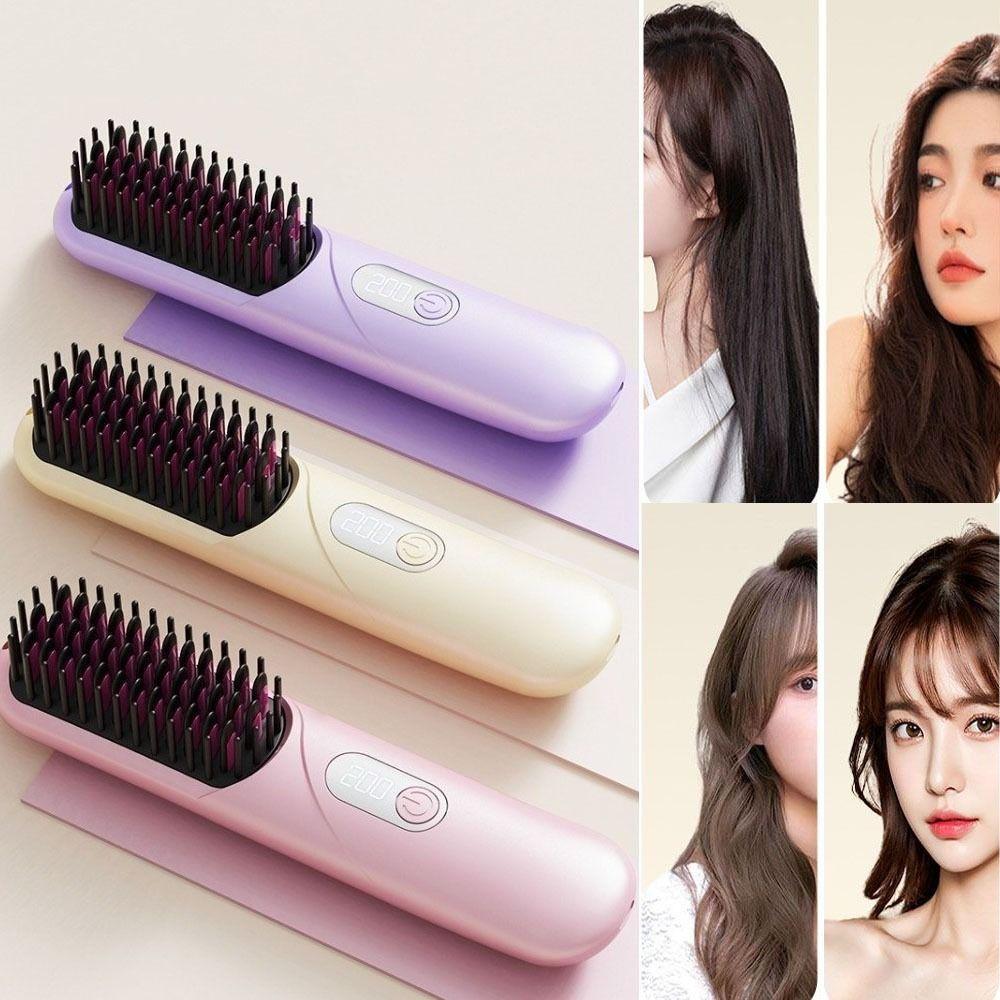 Curly/straight Hair Dual Use Electric Straightening Comb Ion Thermal Comb  for Smoother Hair