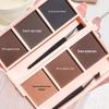 Baozhilan Tri-Color Eyebrow & Blush Palette with Brush - Natural Look, Nose Shadow, Highlight & Contour for Beginners, Easy Application.