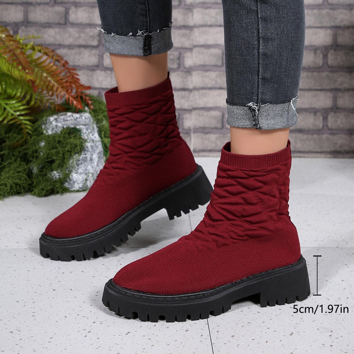 Women s Socks Shoes  Spring Autumn New Fashion Breathable Casual Wedges Platform Ankle Boots  De Mujer Goth Boots 36