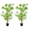 Set of 2 Artificial Bamboos Height 1.5 M 644 Dense Realistic Leaves Pot Included Black with Green Lichen