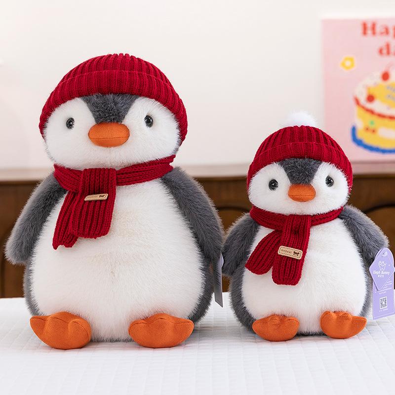 New Xibao Penguin cute scarf hat birthday gift doll plush toy 8 inch grab cute doll