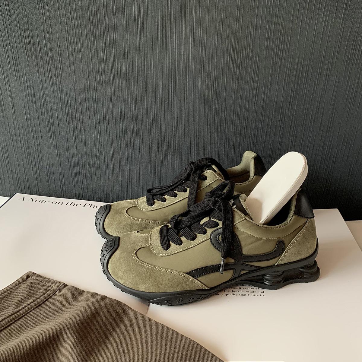 

Grape mother with the same height increase of 4.5cm fashionable splicing lace-up retro crooked head casual moral training shoes women s sports shoes 40 зелёный