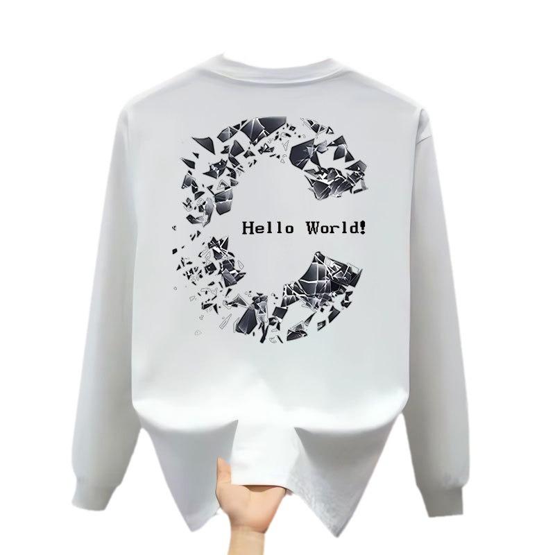 T-Shirt Trendy Long-Sleeved Heavy Round Neck Casual T-Shirt Fashionable European Station Men'S High-Quality Cotton T-Shirt