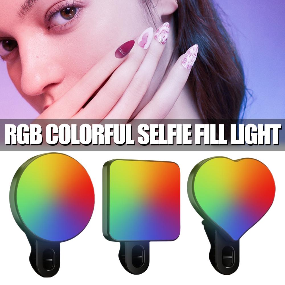 RGB Clip-On Selfie Ring Light with 3 Color Temperatures, Portable Makeup Lighting for Live Streaming, Photography, Video Calls