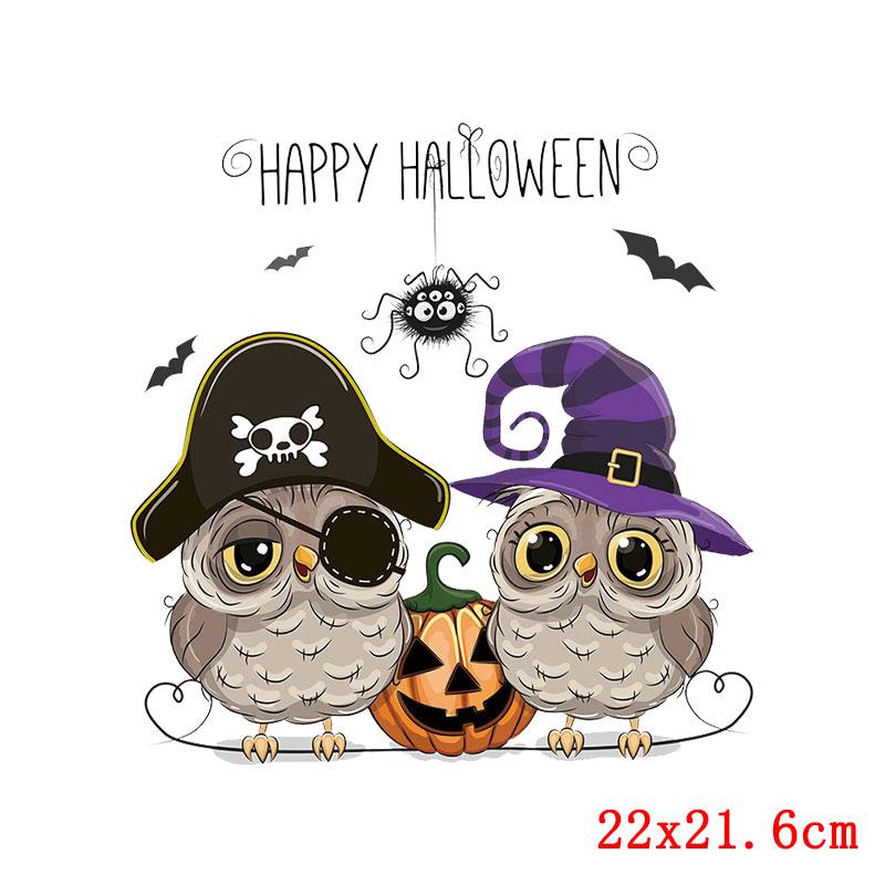 Cartoon Animal Applique Iron On Transfer Funny Pumpkin Heat Transfer Patch For Clothes Hippie Cat Thermal Stickers On Clothes