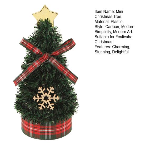 5 Inch Mini Christmas Tree Artificial Tabletop Christmas Tree Decorations with Star Tree Topper for Winter Fireplace Mantel Decor
