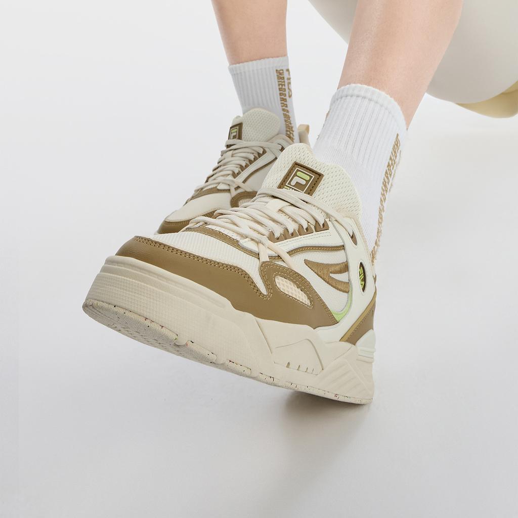 FILA Slam Fabric Synthetic Leather Low Top Sneakers Women Sneakers White Brown F12W321203FAC