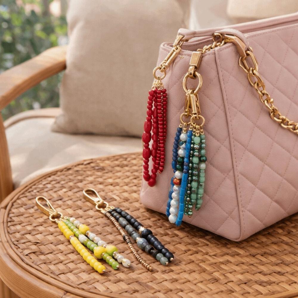 DIY Handmade Bead Keychain Hanging Decoration Car Key Ring Fashion Bag Keychain  Jewelry Gift