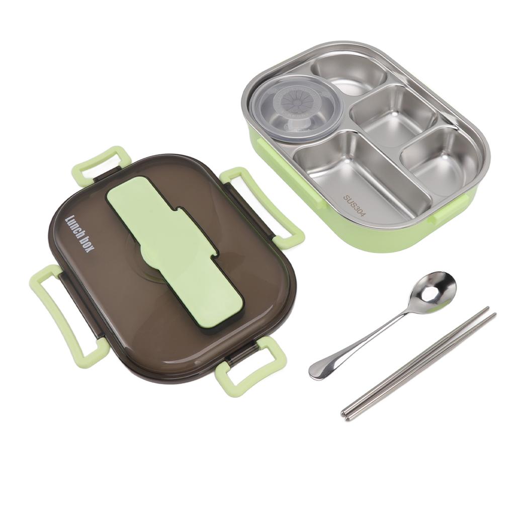 Lunch Container Box Stainless Steel Thermal Lunch Storage Box with Soup Bowl Chopsticks Spoon for Adults Children Green
