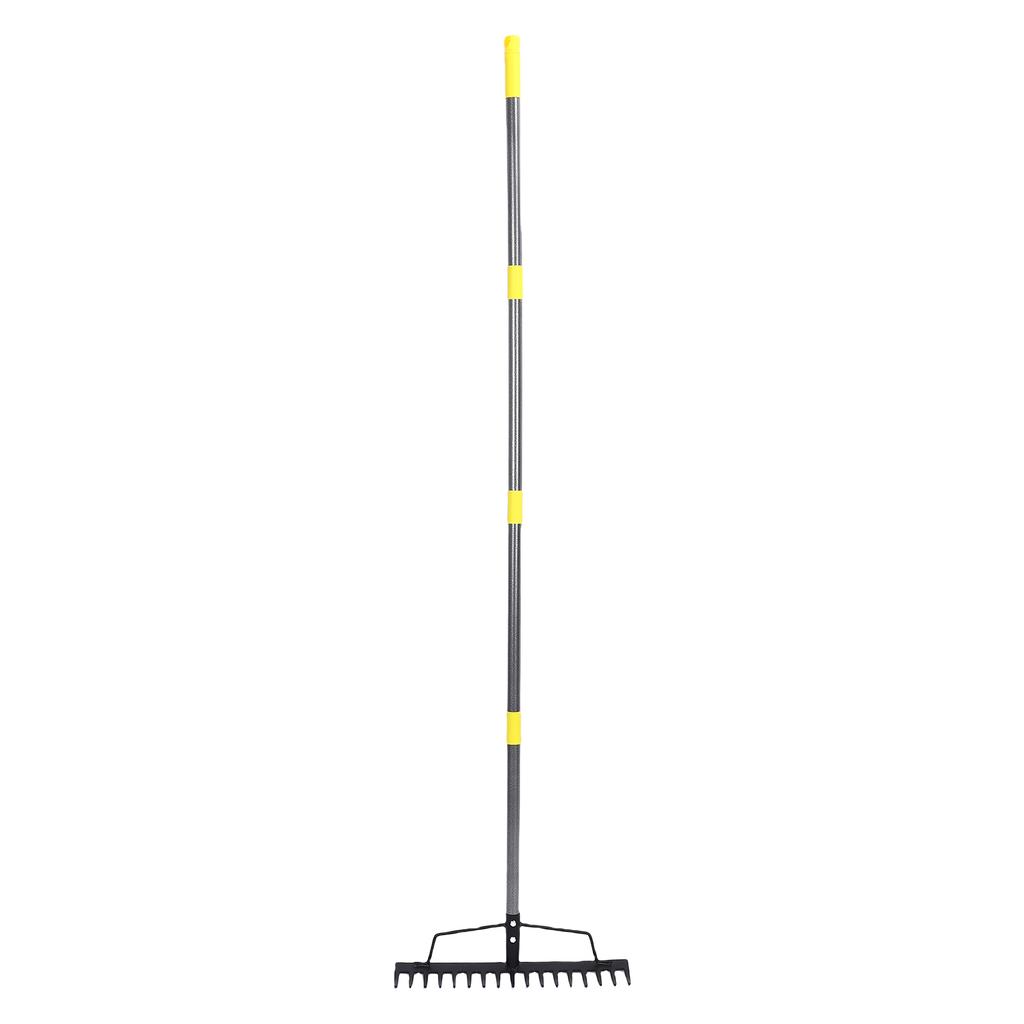16 Tines Garden Rake Metal Heavy Duty Multifunctional Bow Rake for Leveling Soil Clearing Weeds Thatch