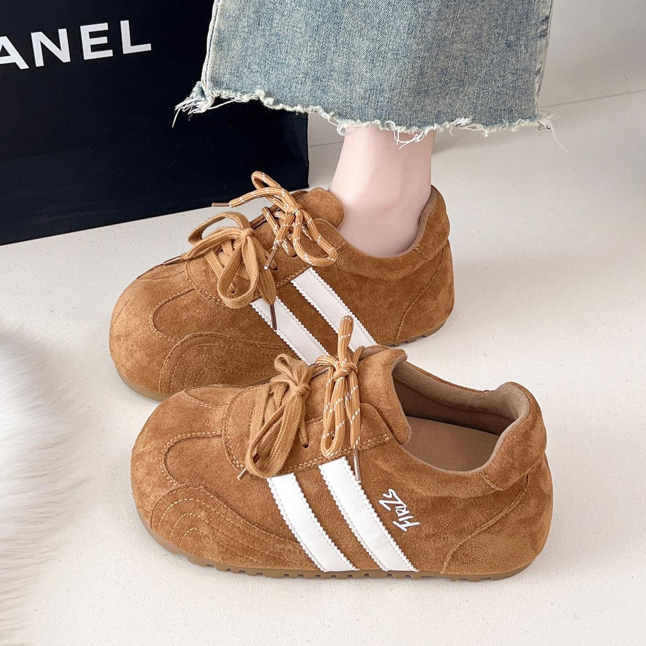 

[Fanfuna] Dexun shoes women s British style 2025 new Korean version of fashion heightening versatile casual sports women s shoes 40 хаки