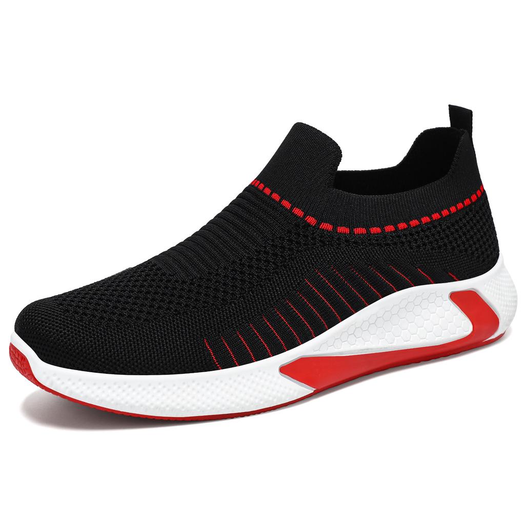 Men's Tennis Sports Casual Shoes Knit Mesh Large Size Slip-On Sock Shoes Breathable Shoes Comfortable All-Season Jogging Sneaker