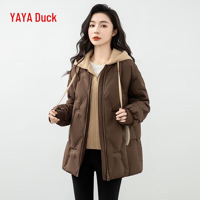 YAYA Women's Detachable Hooded Down Jacket