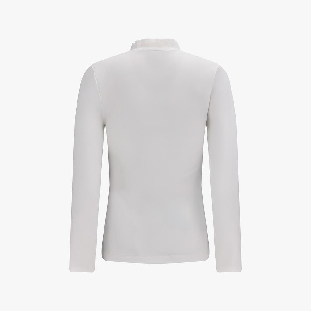 FAIRLIAR GOLF See-Through Shirred High-Neck T-Shirt (White)