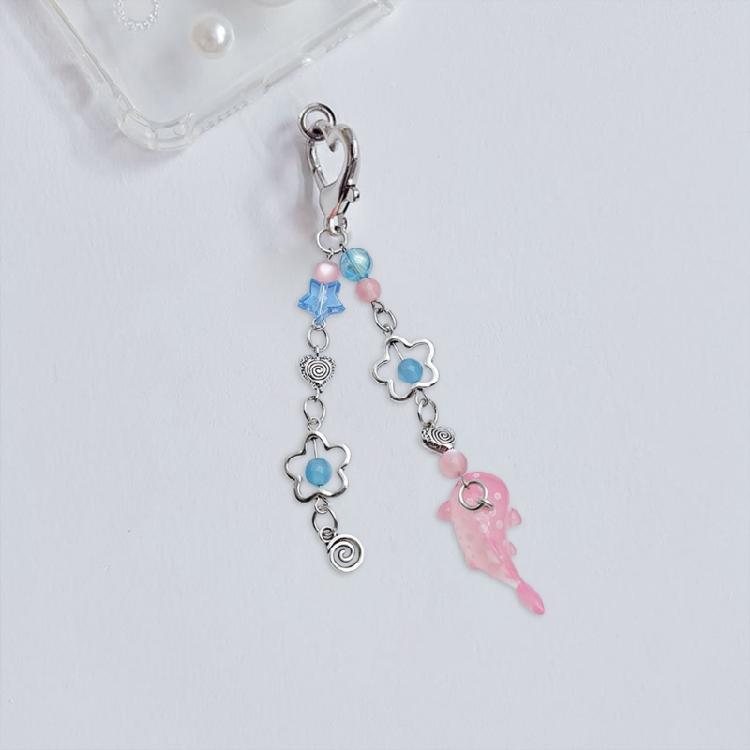 Hollow Flower Pendant Keychain Crystal Star Beaded Keyring Unique Whale Decors  Valentines Day Gift Bag Car Ornament