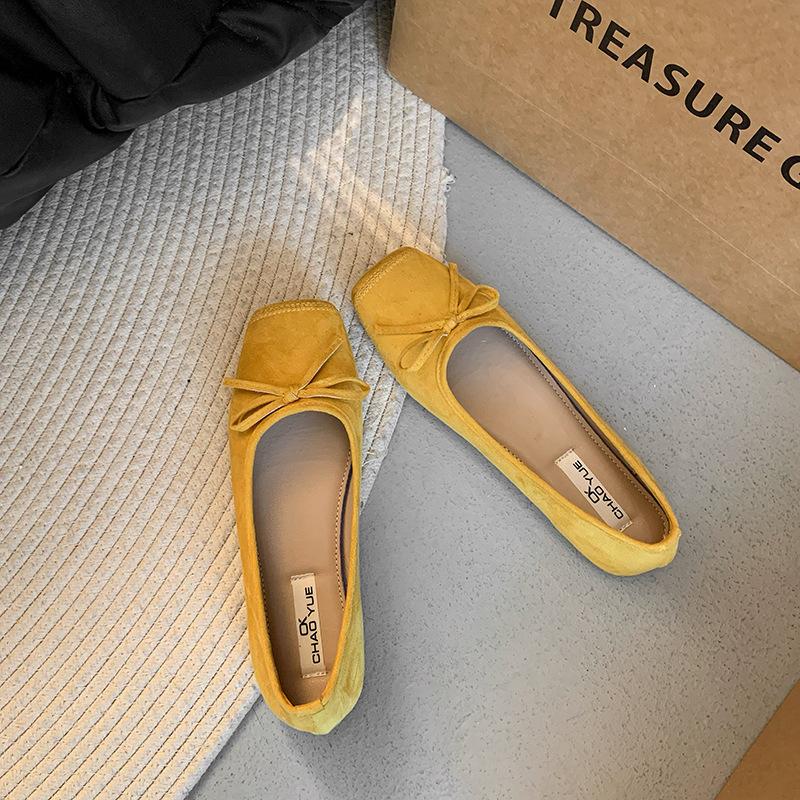 Flat Shoes French Bow Women's Shoes Red Small Single Shoes Ballet Shoes Spring and Summer New Ladyshoes Soft-soled Shoes Women