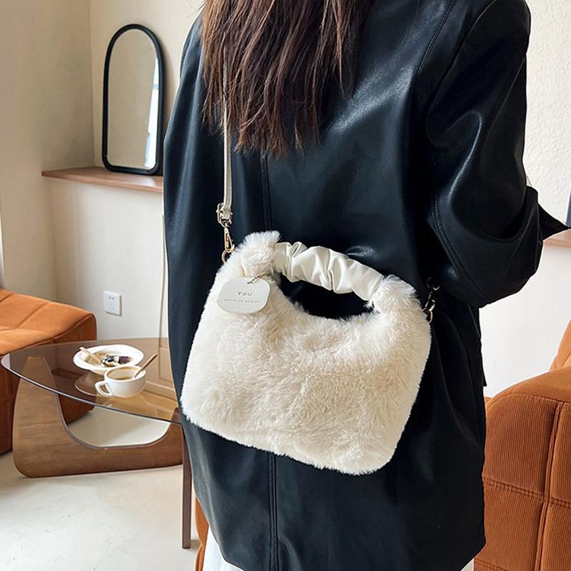 Borse a Spalla in Peluche per Donna Lusso Designer Morbida Busta Invernale da Donna Borsa a Mano Moda Femminile Borsa a Tracolla Sottobraccio