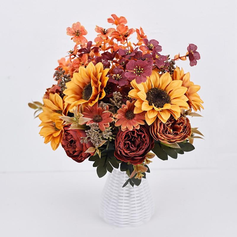 Artificial Sunflower Bouquet Wedding Decor Home Interior Photography Prop Silk Floral Arrangement