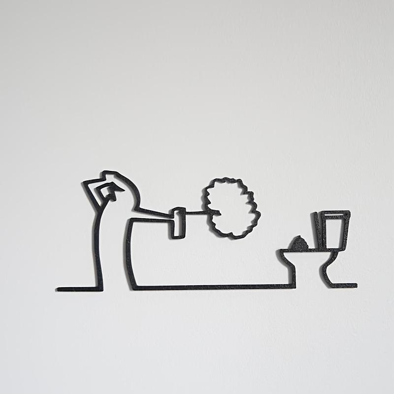 1pc, The Line Toilet Sign Ornament, Fun Design, Toilet Symbol, Minimalist Art, Original Humorous Design, 3D Line Art, Linea