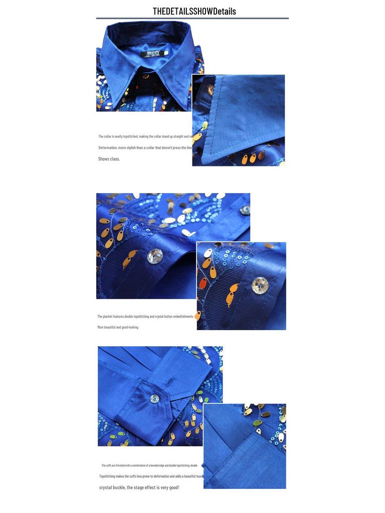 Men's Sequin Chorus Performance Shirt for Middle-Aged & Elderly - Red Stage Costume for Evening Song and Dance